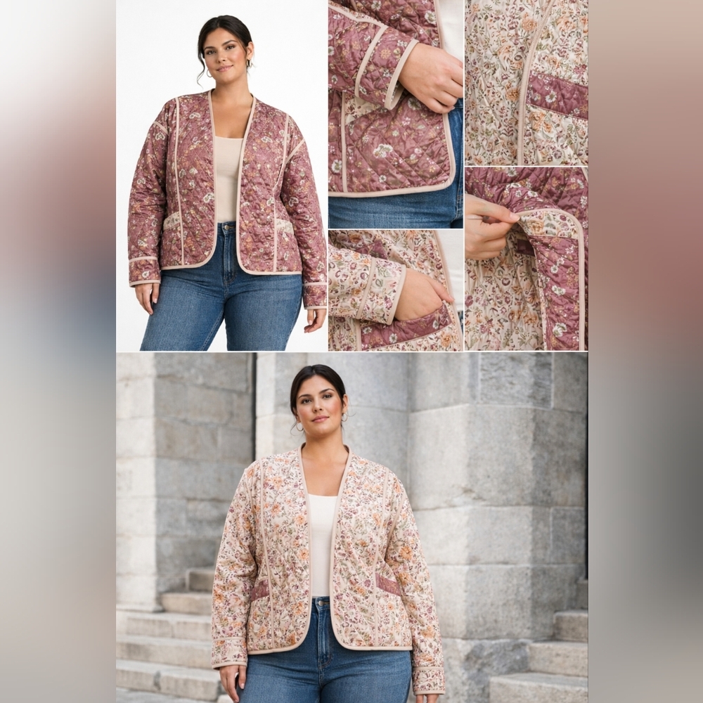 New Simply Southern Collection Reversible Quilted Floral Jacket